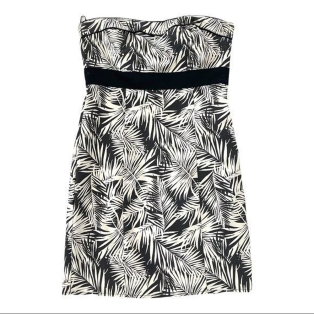H&M Strapless Palm‎ Print Dress
